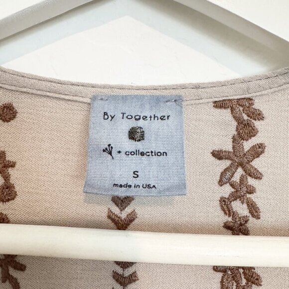 By Together Embroidered Button Up Baybydoll Dress Boho Western Cottage Small - Picture 4 of 6